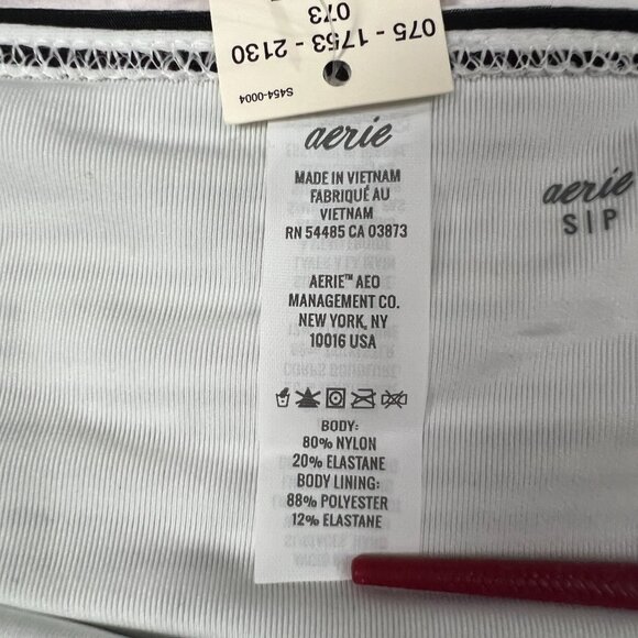 NEW Aerie Classic Bikini Bottom Size S Black White Stripe Swim Brief Suit NWT - Picture 5 of 6